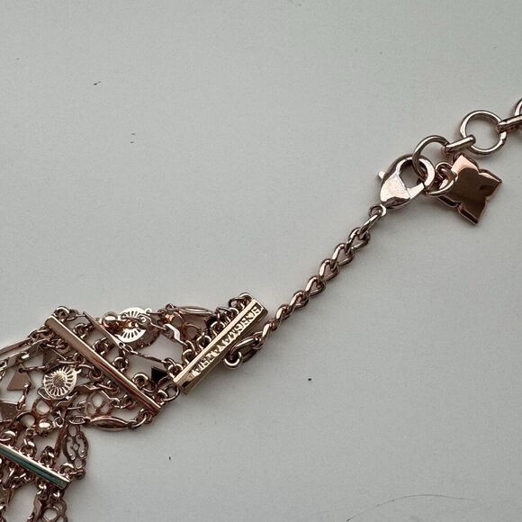 BCBG Maxazria Necklace Boho Layered Multi Strand Drape Bib Runway Rose Gold NEW - Picture 4 of 4